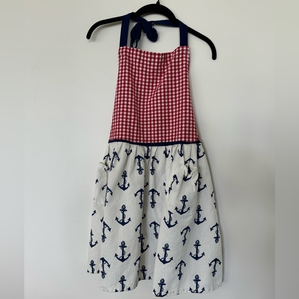 Nautical Kitchen Apron Red White and Blue